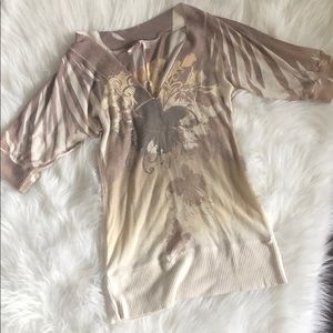 Taupe & Gray Butterfly Longline Sweater Sz S